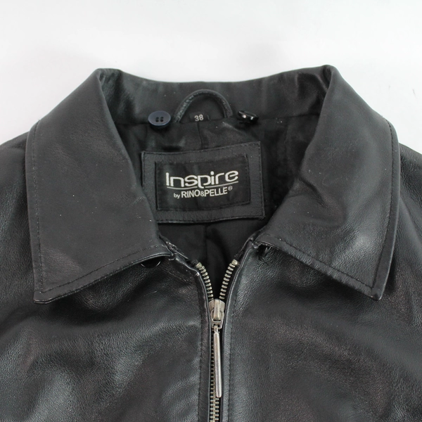 Inspire by Rino & Pelle Women's Black Faux Leather Coat Size 38 - Belted, Lined