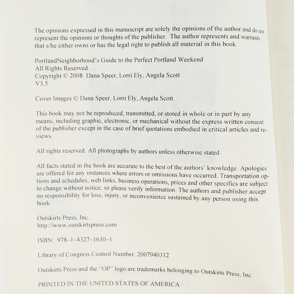 Perfect Portland Weekend Speer Ely Scott 2008 Paperback