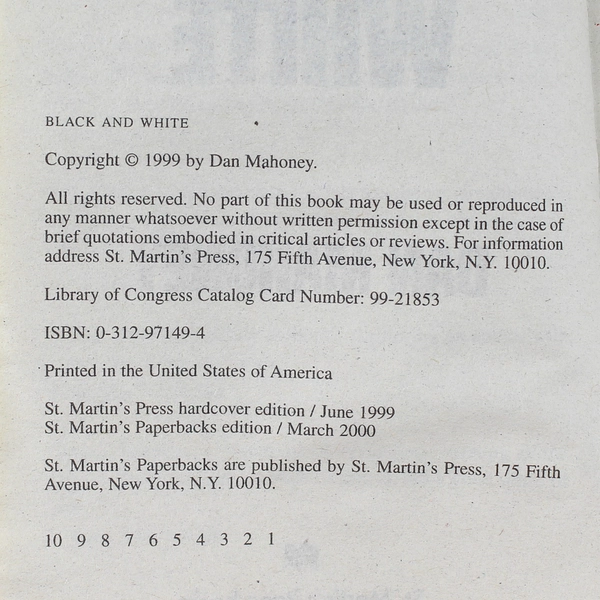 Black and White by Dan Mahoney 1999 Hardcover