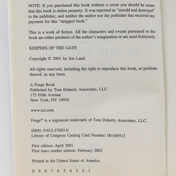 Keepers of the Gate by Jon Land 2001 Paperback