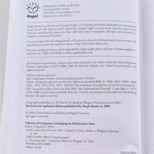 God's Now Time for Your Life Rebecca Wagner Sytsema Chuck D. Pierce 2006 PB