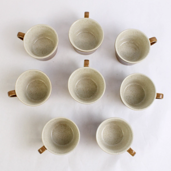 Lot of 8 Premiere Durastone Flat Cup/Mug Basil Patterned 2.5" Tall 60-70s