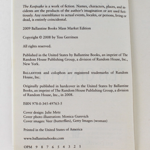 The Keepsake by Tess Gerritsen 2009 Paperback