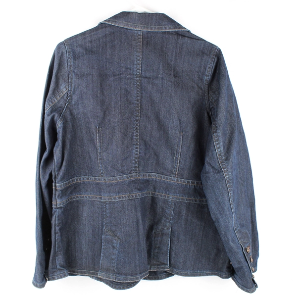 Venezia Embroidered Dark Wash Blue Cotton Blend Denim Blazer Women's 14/16