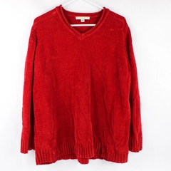 Carolyn Taylor Red Acrylic Knit V-Neck Sweater Women's Size 1X