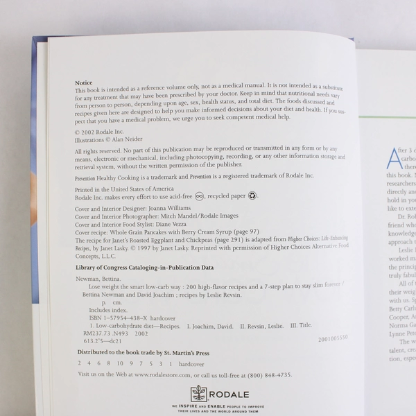 Lose Weight The Smart Low Carb Way From Prevention Healthy Cooking 2002 HC