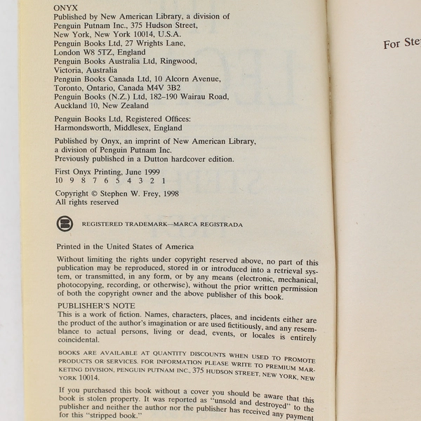 The Legacy by Stephen Frey 1998 Hardcover Book - Good Condition