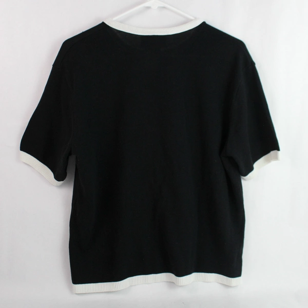 Vintage Amana Woolen Mill Black Cardigan Women's L Faux Pearl Beads