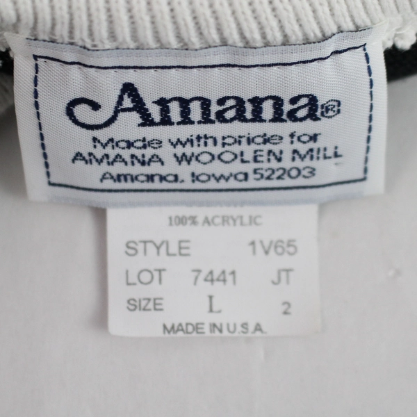 Vintage Amana Woolen Mill Black Cardigan Women's L Faux Pearl Beads