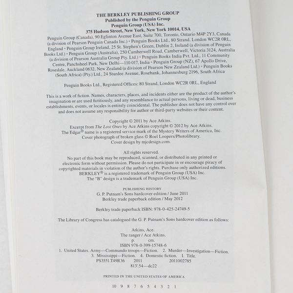 The Ranger by Ace Atkins 2011 Paperback - Good Condition Crime Fiction Novel