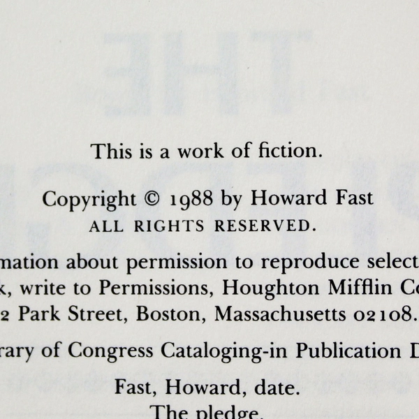 The Pledge by Howard Fast 1988 Hardcover Book with Dust Jacket Pre-Owned