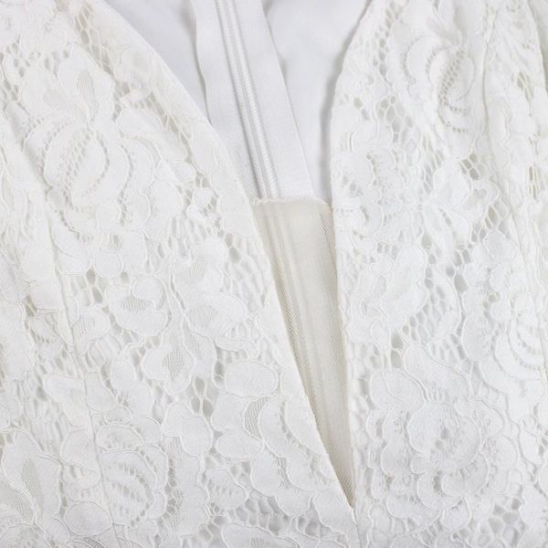 Lulus Long White Floral Lace Plunge Neckline Sleeveless Dress Women's Size Small