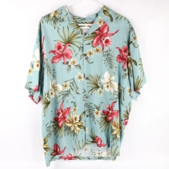 Bishop St. Tropical Flower Print Button-Up Hawaiian Shirt Men's Size Large