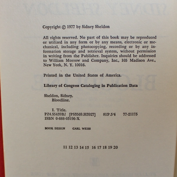 Sidney Sheldon Bloodline 1977 Hardcover Thriller - Pre-Owned, No Jacket