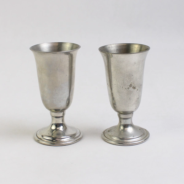 Set of 2 Revere Footed Pewter Shot Glass 3"