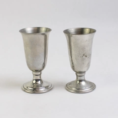 Set of 2 Revere Footed Pewter Shot Glass 3"