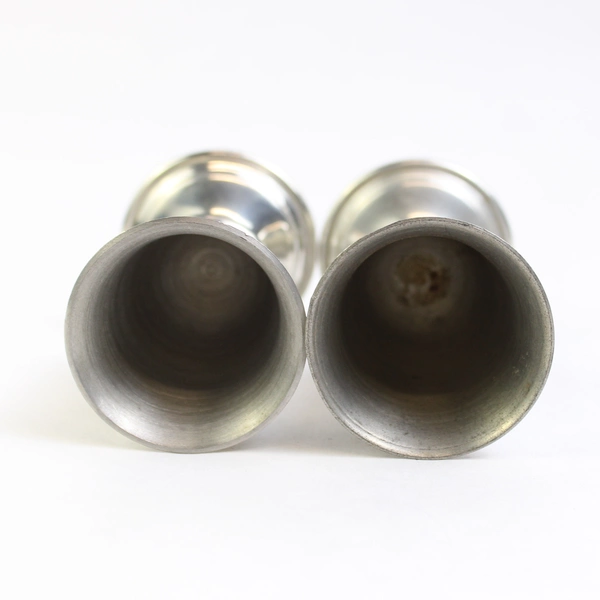 Set of 2 Revere Footed Pewter Shot Glass 3"