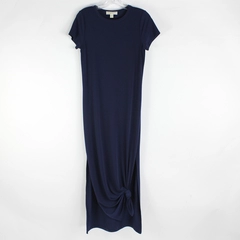 Michael Kors Long Navy Blue Short-Sleeved Slit Dress Women's Size Small