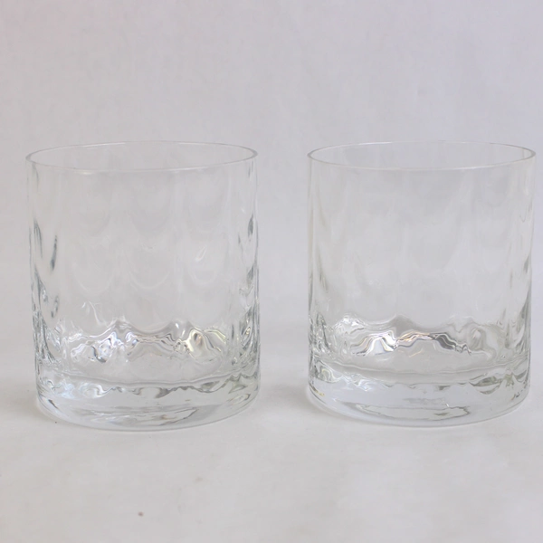 Set of 2 Clear Glass Whiskey Glasses 3.5" Tall Tumblers