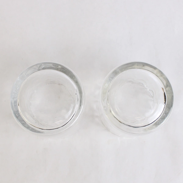 Set of 2 Clear Glass Whiskey Glasses 3.5" Tall Tumblers