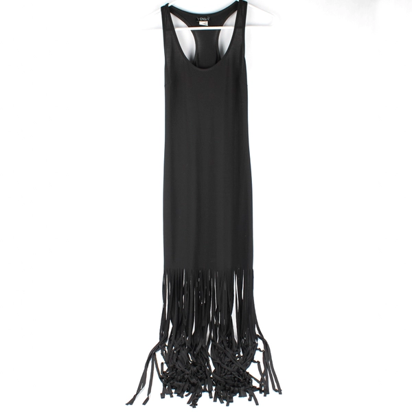 Venus Black Fringe Sleeveless Racerback Maxi Dress Women's Size XS