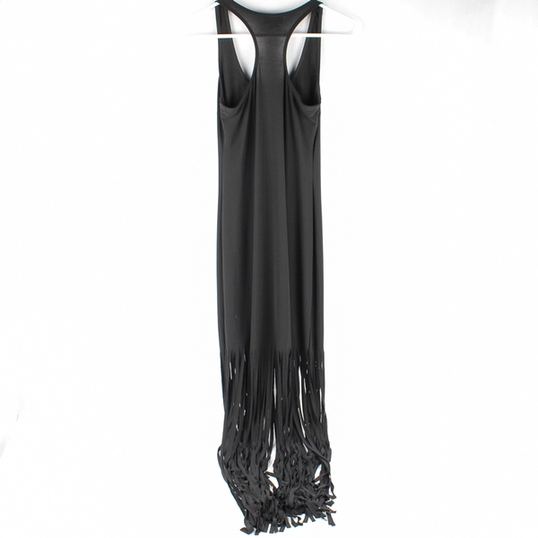 Venus Black Fringe Sleeveless Racerback Maxi Dress Women's Size XS