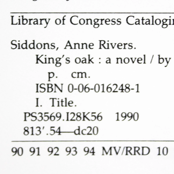 King's Oak by Anne Rivers Siddons 1990 Hardcover - Good Condition