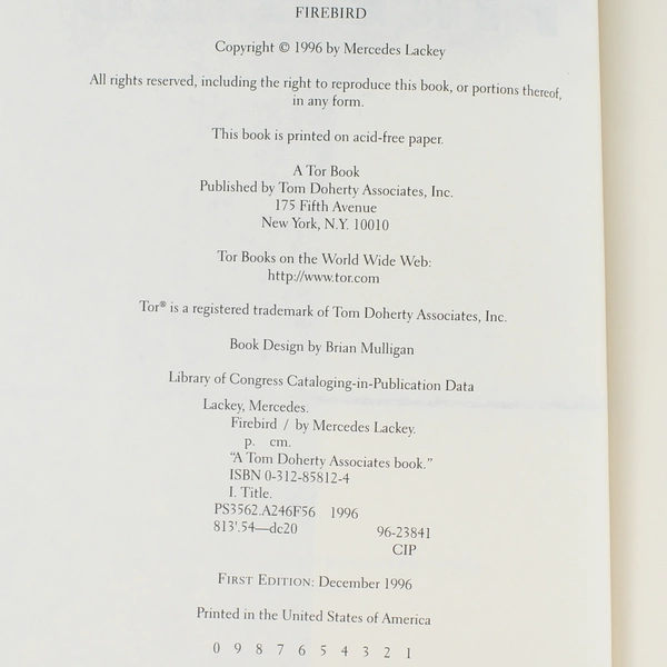 Firebird by Mercedes Lackey 1996 Hardcover