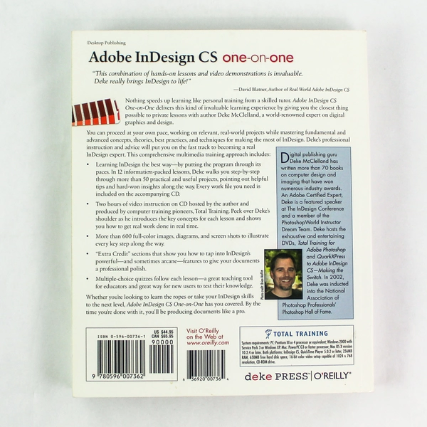 Adobe InDesign CS One-on-One by Deke McClelland 2004 Paperback - Pre-Owned