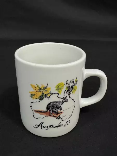 Australia Souvenir Coffee Mug with Kangaroo & Koala - Good Condition