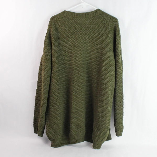 Green Acrylic Knit Open-Front Cardigan Women's Size L - Chic Layering Piece