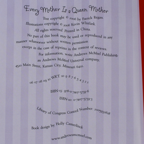 Every Mother Is a Queen Mother by Patrick Regan 2006 Hardcover - Good Condition
