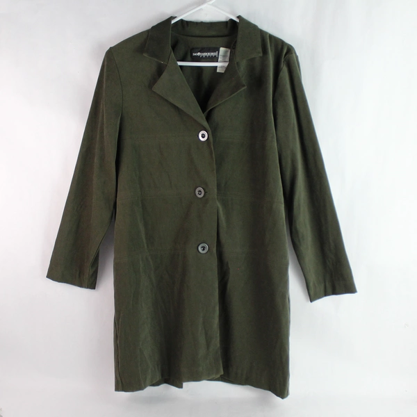 Sag Harbor Petite Green Coat With Shoulder Pads Women's Size 12P