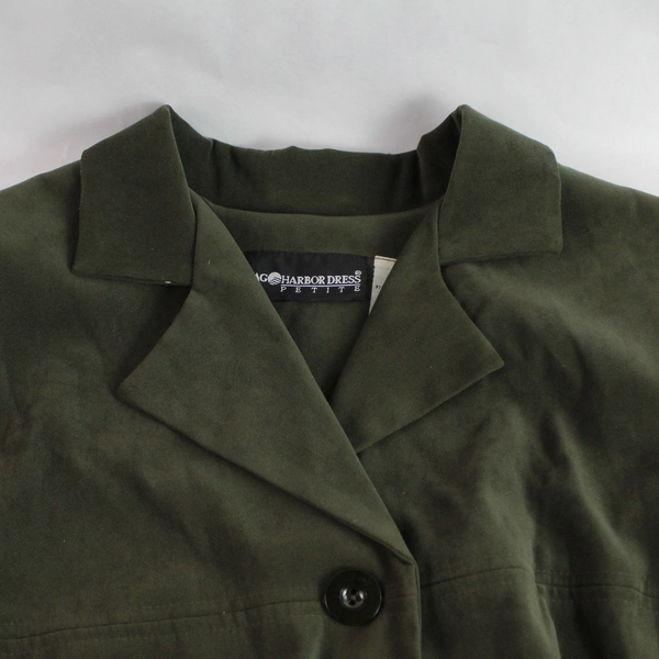 Sag Harbor Petite Green Coat With Shoulder Pads Women's Size 12P
