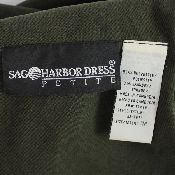 Sag Harbor Petite Green Coat With Shoulder Pads Women's Size 12P