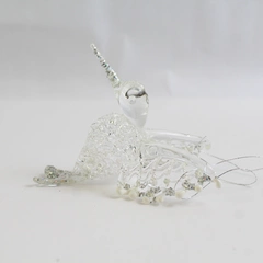 Hummingbird Christmas Ornament Clear Glass Glitter Lightweight 2.25" x 3.25"