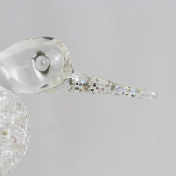 Hummingbird Christmas Ornament Clear Glass Glitter Lightweight 2.25" x 3.25"