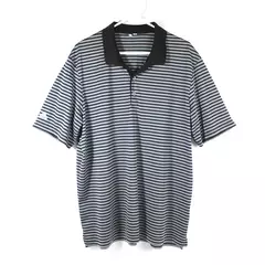 Adidas Men's XL Polo Shirt Gray Black White Stripes Short Sleeve Activewear