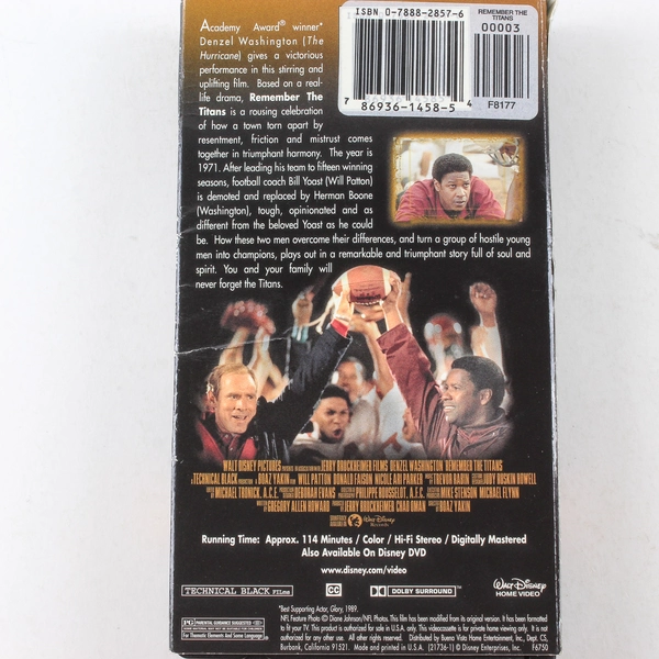 Remember The Titans VHS 2001 Denzel Washington Disney Family Movie Classic