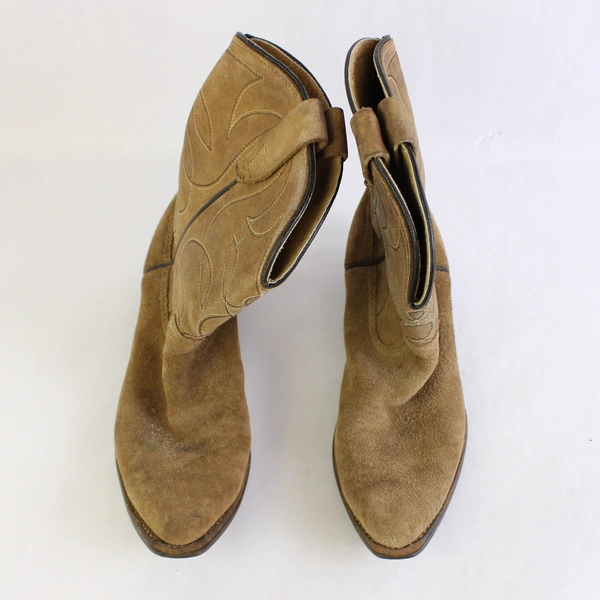 Vintage Texas Boot Company Women's Size 6.5 Khaki Mid Calf Pointed Toe