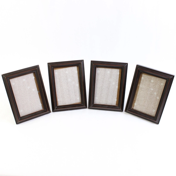 Set of 4 Black MDF Standing Desk Photo Frames 4" x 6"