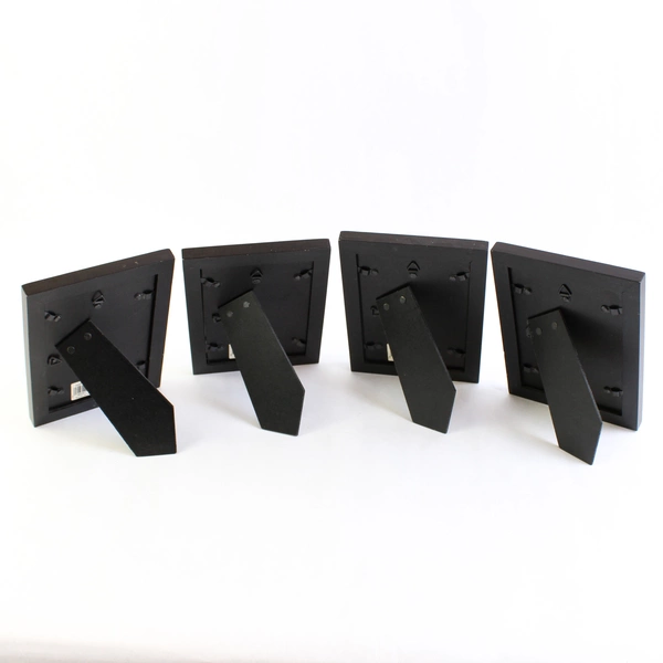 Set of 4 Black MDF Standing Desk Photo Frames 4" x 6"