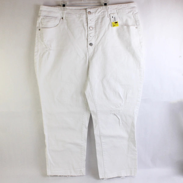 Time and Tru Denim Jeans White Raw Ankle Hem 5 Button Fly Women Size 20