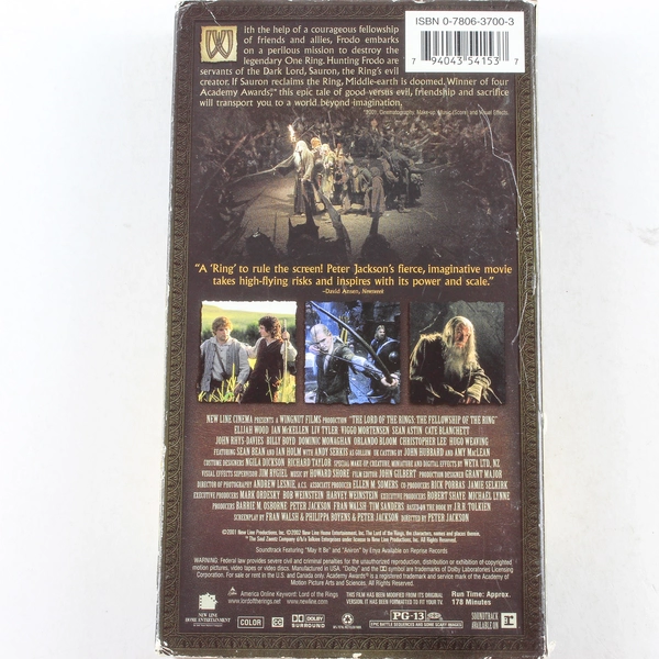 Lord Of The Rings Fellowship Of The Ring VHS - Good Condition, Untested