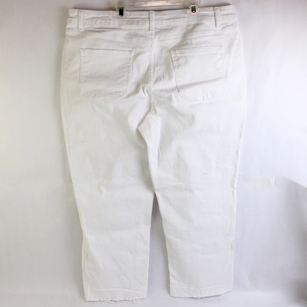 Time and Tru Denim Jeans White Raw Ankle Hem 5 Button Fly Women Size 20