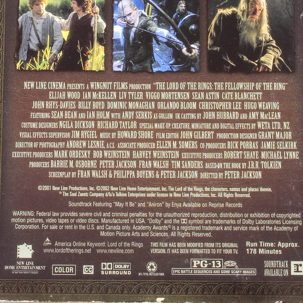 Lord Of The Rings Fellowship Of The Ring VHS - Good Condition, Untested