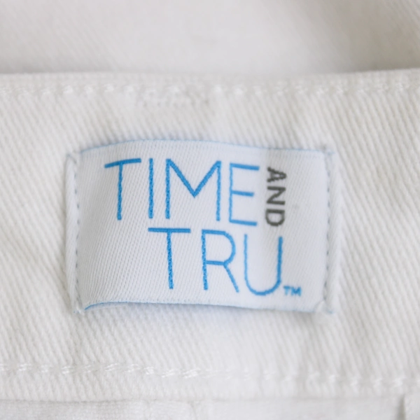 Time and Tru Denim Jeans White Raw Ankle Hem 5 Button Fly Women Size 20