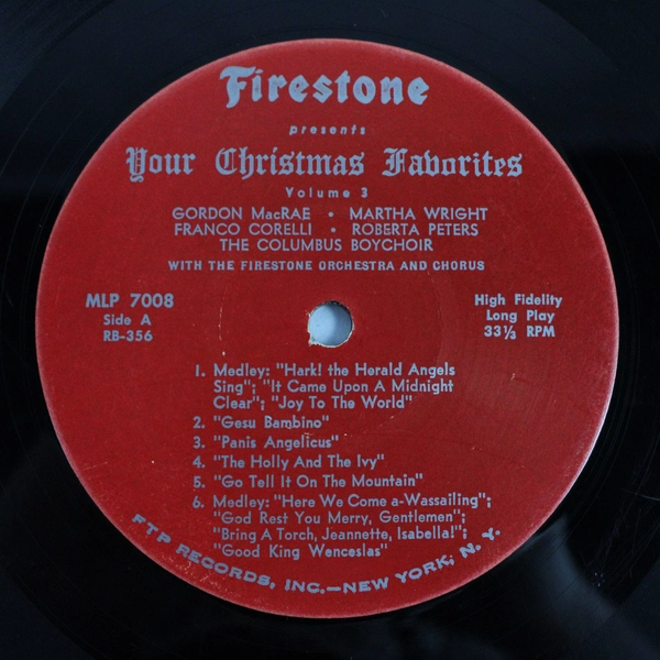 Firestone Presents Your Christmas Favorites Volume 3 1964 Vinyl Record MLP-7008