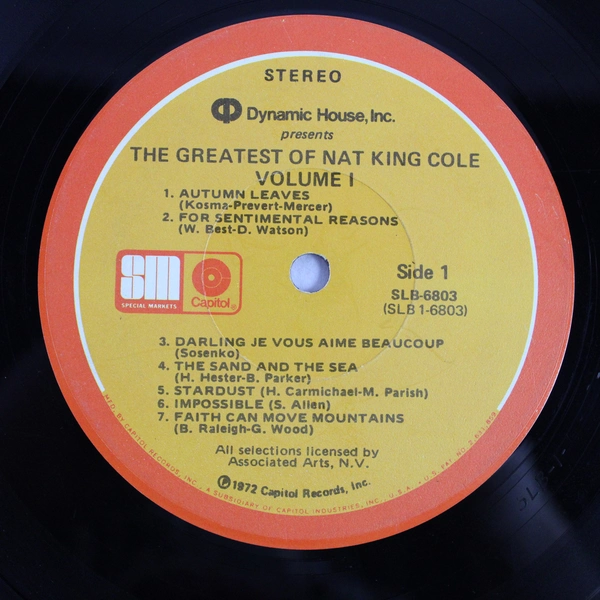 The Greatest Of Nat King Cole 1972 SLB-6803 Vol I Capitol Records