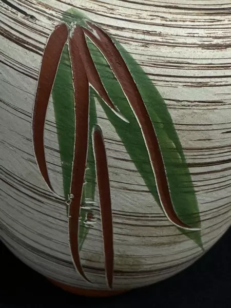 Hand Painted Bamboo Pattern Terracotta Bud Vase Small Planter Pot Garden Decor